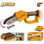 INGCO Akkus láncfűrész 127 mm 20 V (1 x 2,0 Ah akku + töltő) - Image 2