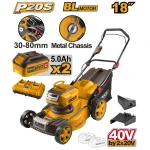 INGCO Akkus fűnyíró 460 mm 2 x 20 V szénkefe nélküli (2 x 5,0 Ah akku + töltő)