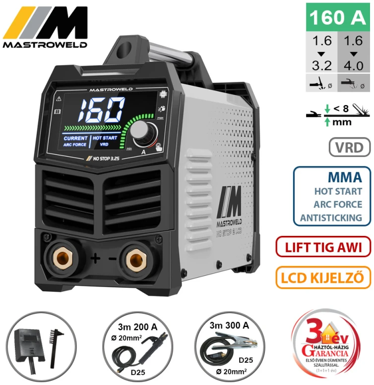 Mastroweld 001160LCD NO STOP 3 NO STOP 3,25 LCD hegesztő inverter (MMA) - Image 1